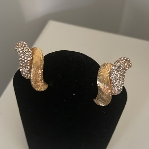 Gold with Rhinestone Earrings - Picture 6 of 8